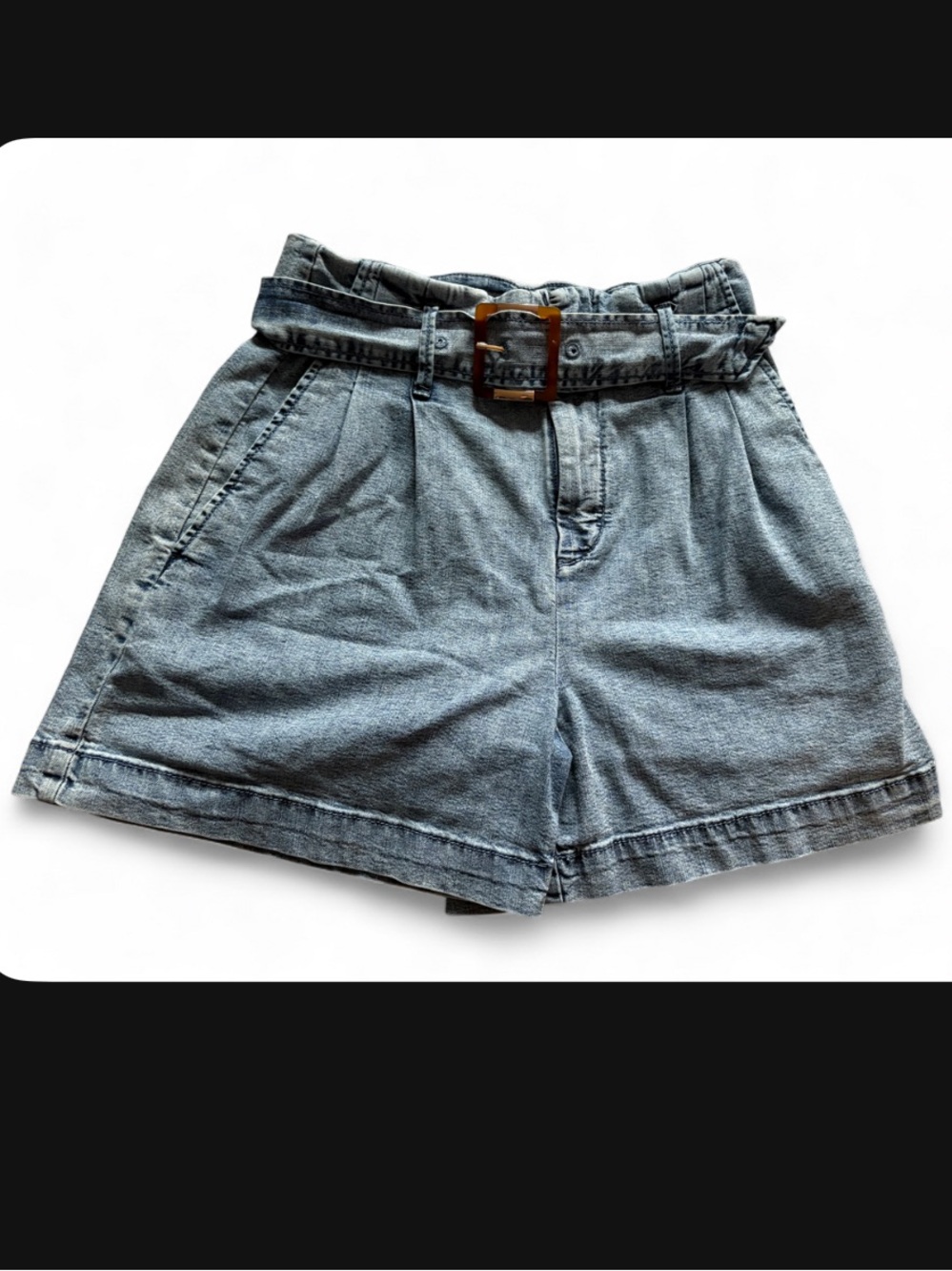 Size 2 | High-Waist Paperbag Denim Shorts with Belt - Light Blue | Joe Fresh